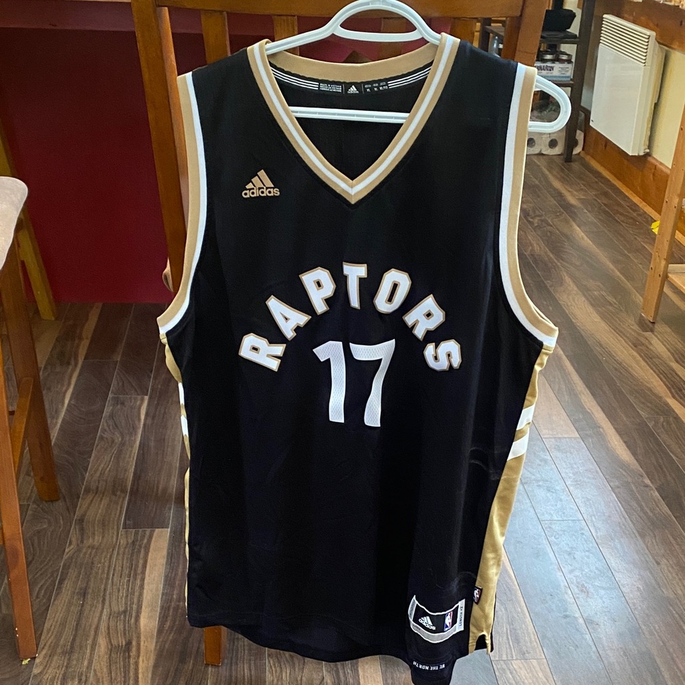 Adidas Raptors Black and Gold Basketball Jersey